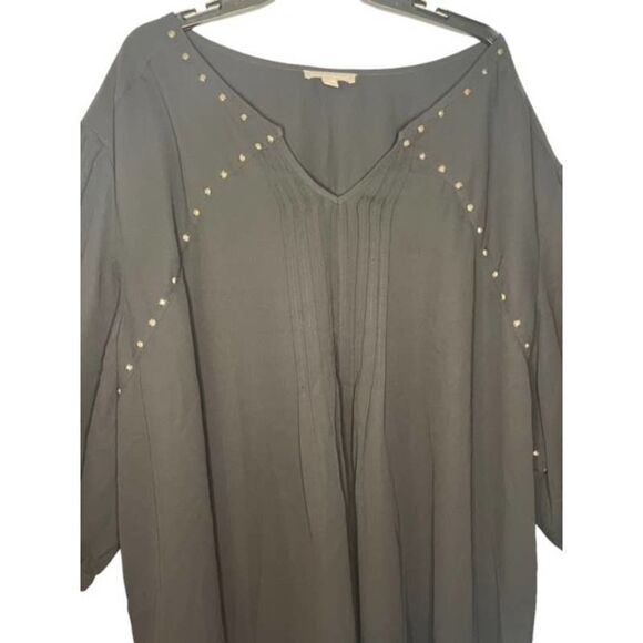 Woman Within Black Sheer 3/4 Sleeve Blouse Top Shirt Plus Size 5X 38/40 Sequins - Picture 3 of 9